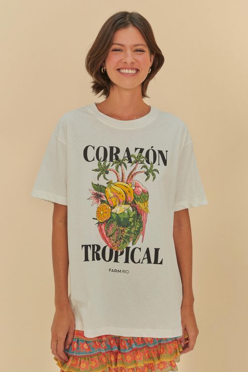 T-Shirt Média Corazón Tropical