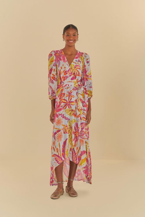 Vestido Longo Manga Floresta De Sonho