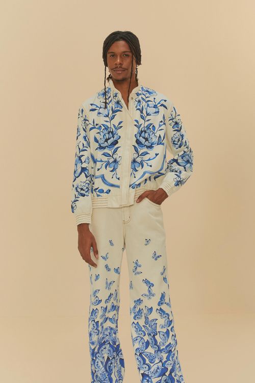 Pantalón Wide Sarga Vuelo De Porcelana