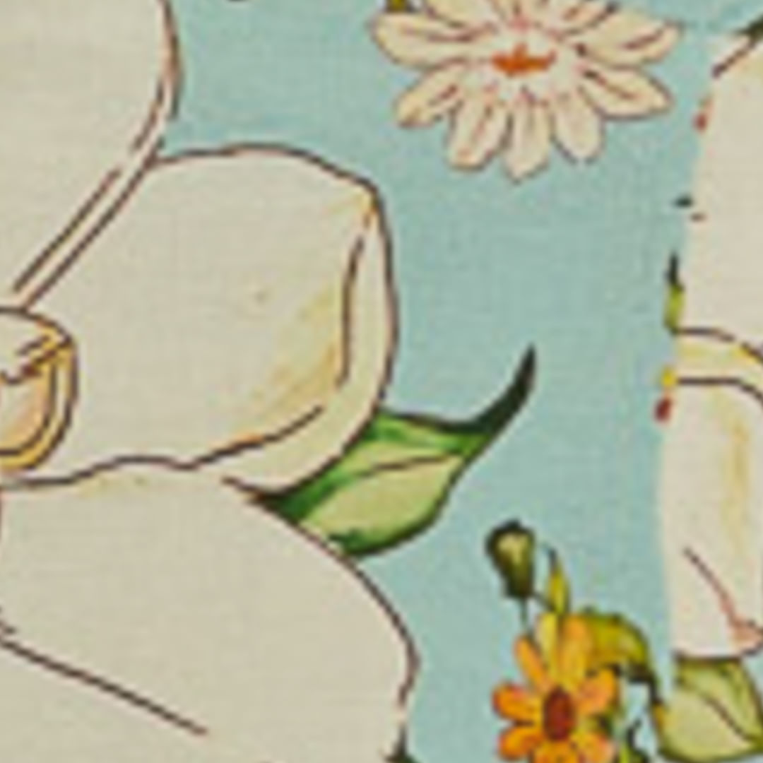 Primer plano del estampado floral tropical de la Falda Banana Flor.