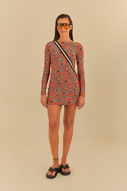 Vestido Corto Con Manga Larga Logotuca
