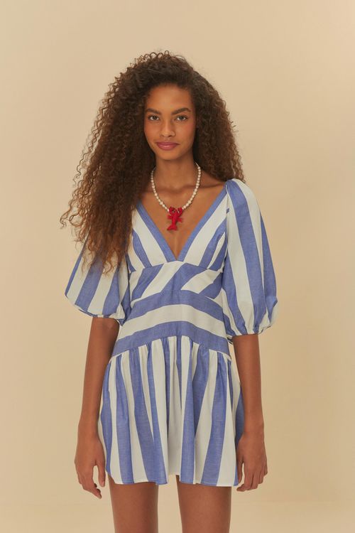 Vestido Curto Mangas Mistura De Listra