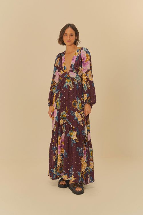 Vestido Longo Bordado Jardim Delicado