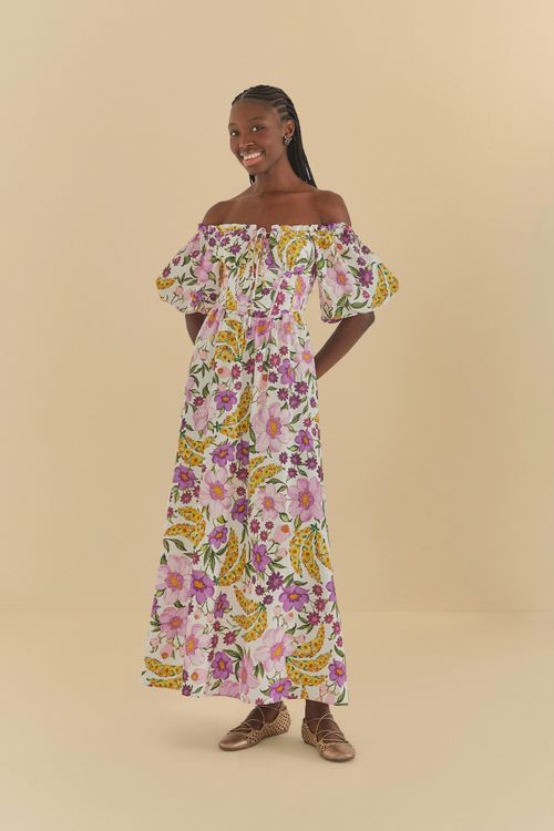 Vestido Mangas Banana Flor
