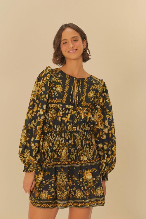 Vestido Corto Manga Flora Piña