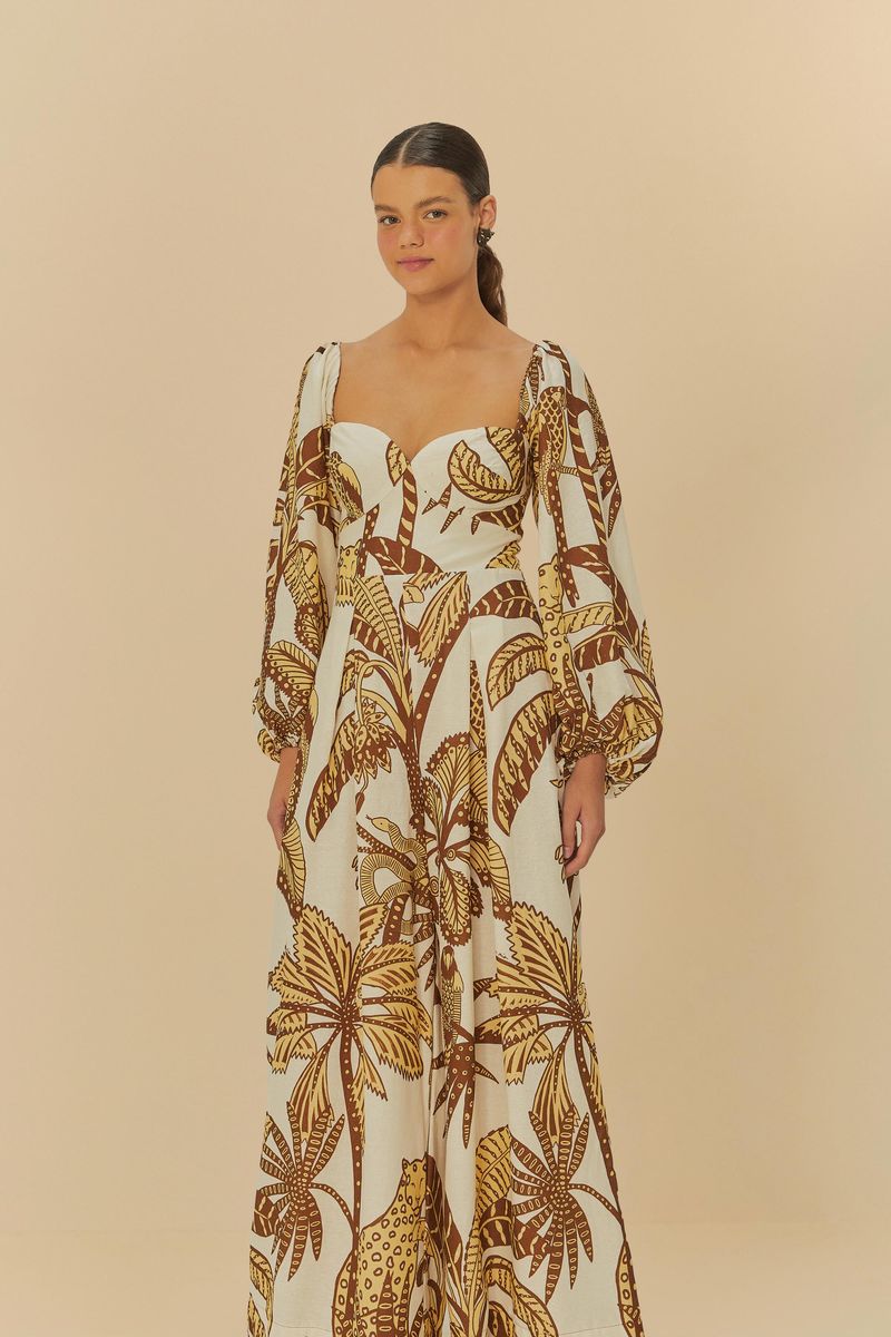 Vista trasera del Macacón Amazonía mostrando el diseño elegante y estampado tropical.