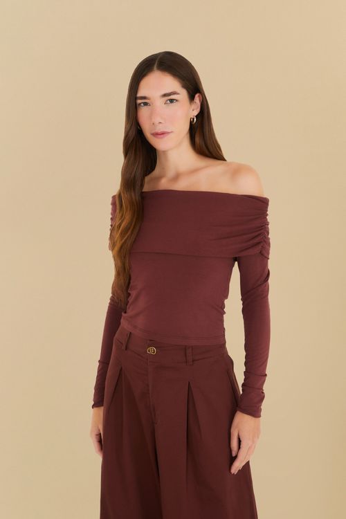 Blusa Ombro a Ombro Ml Rib