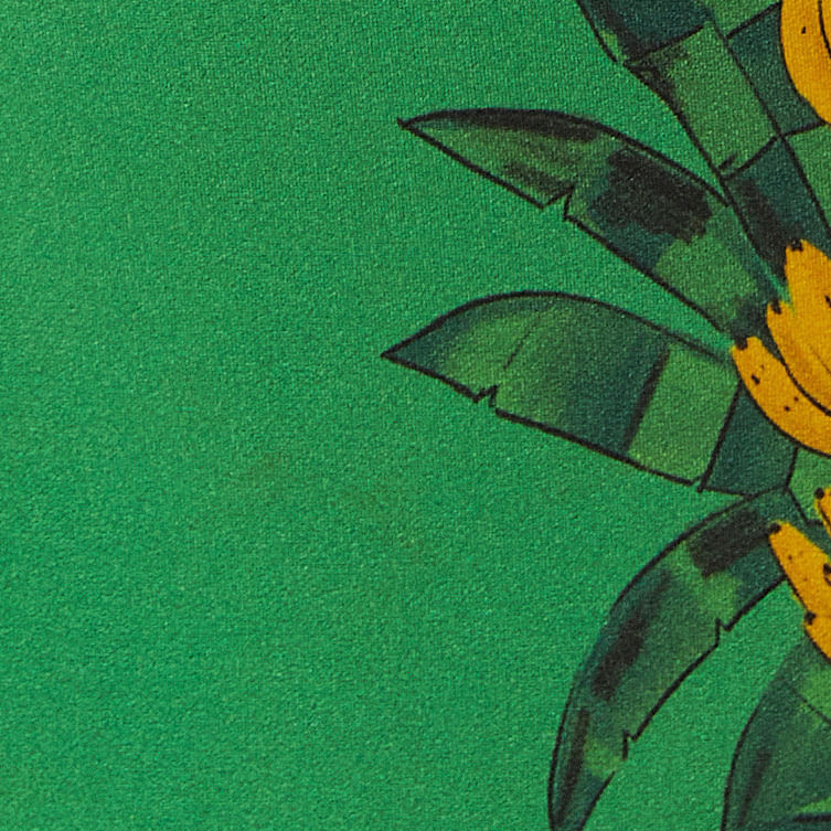 Primer plano del estampado tropical de la Falda Midi Rio Maracana con flores y follaje.