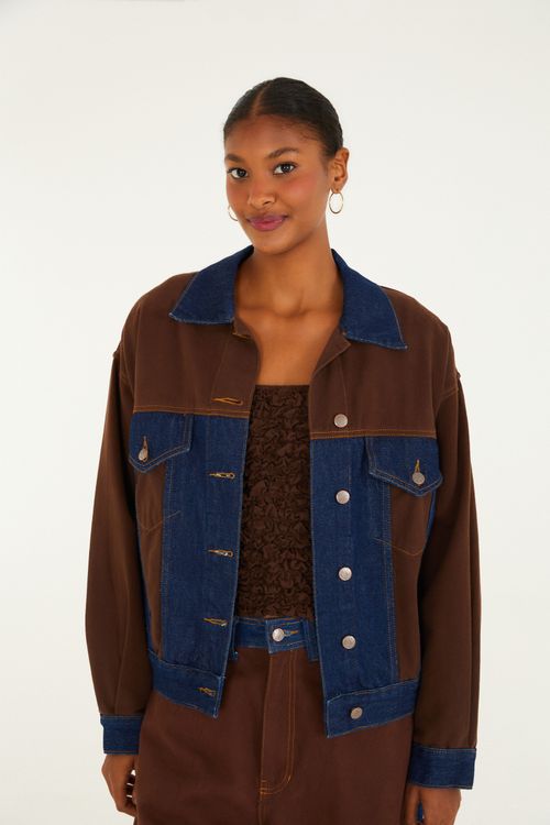 Chaqueta Jean Duo Sarga Marrón