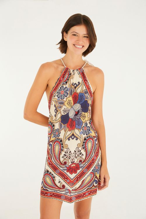 Vestido Corto Pañuelo Mariposa Retro