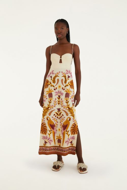 Vestido Largo Tirantas Tapicería Tropical