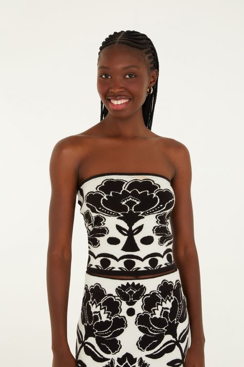 Top Tricot Floral Arabesco