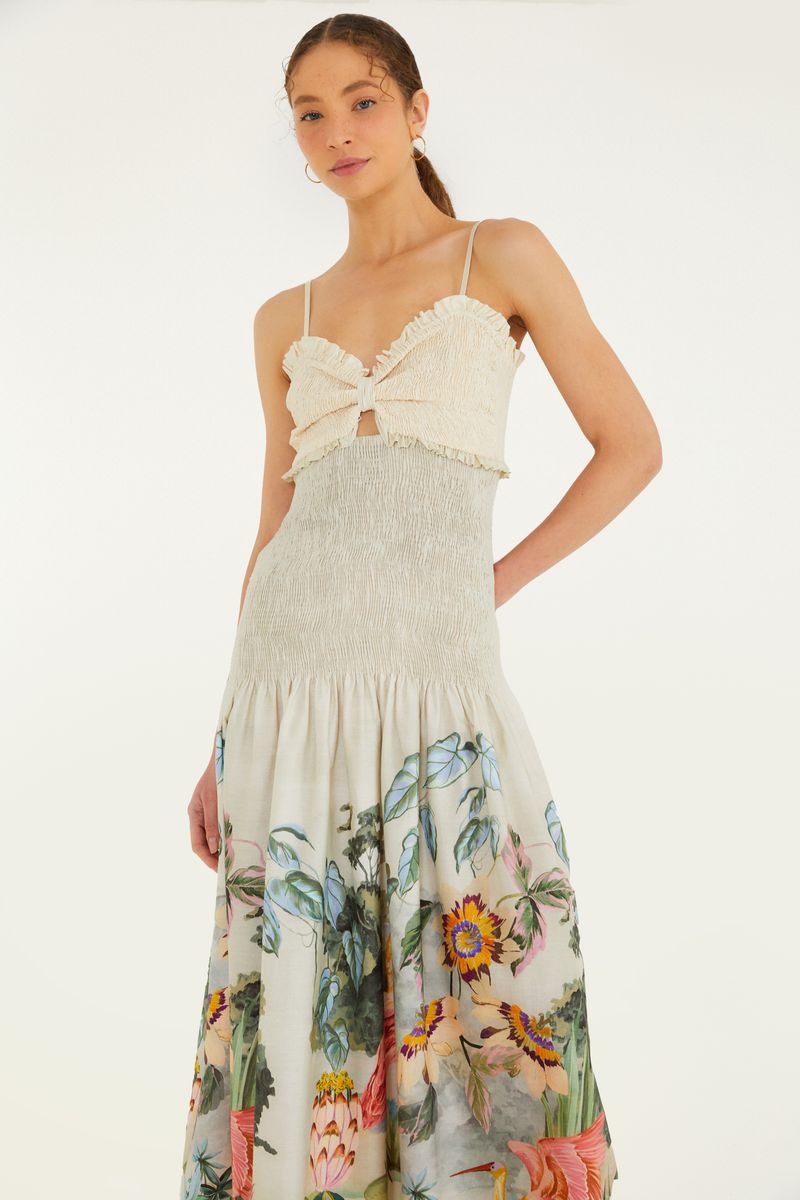 Vestido con tiras y estampado floral, vista lateral.