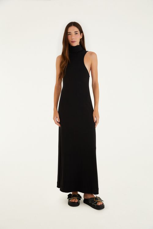 Vestido Rib Gola Alta