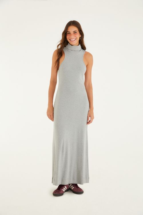 Vestido Rib Gola Alta
