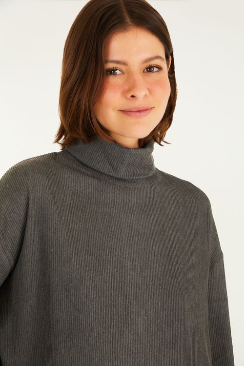 Blusa Cuello Alto Textura Mezcla