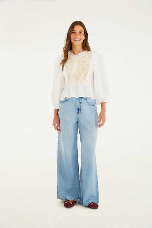 Calça Jeans Maxi Wide