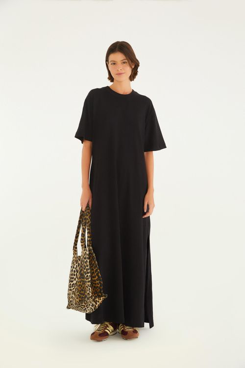 Vestido T-Shirt Fenda Basico