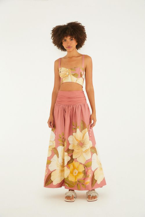 Saia Cropped Romance Flor Localizada