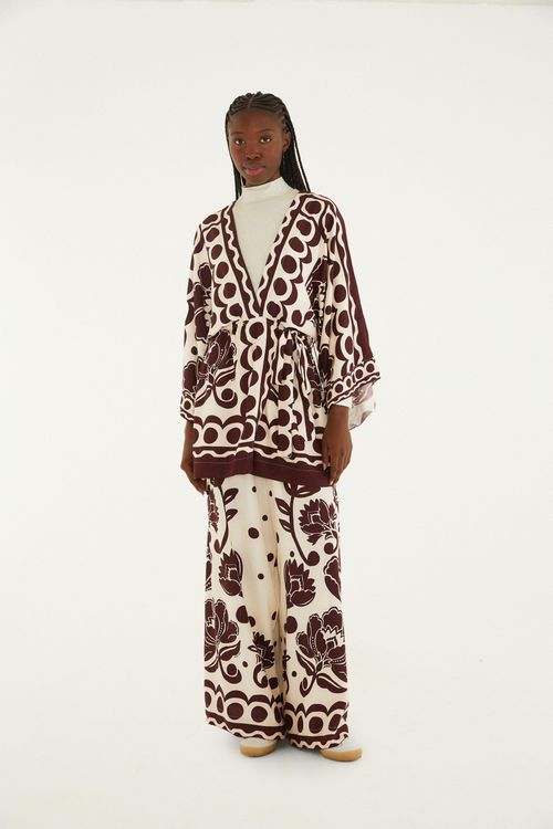 Calca Pantalona Floral Arabesque