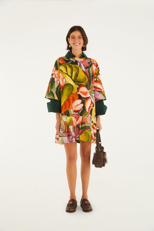 Vestido Cropped Folhagem De Inverno