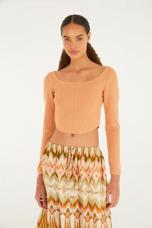 Top Manga Comprida Tricot