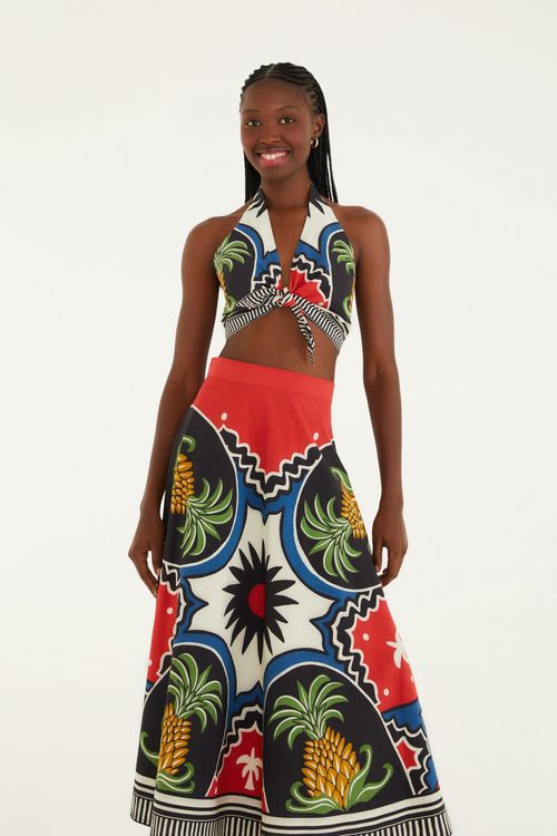 Saia Cropped Abacaxi Tropical