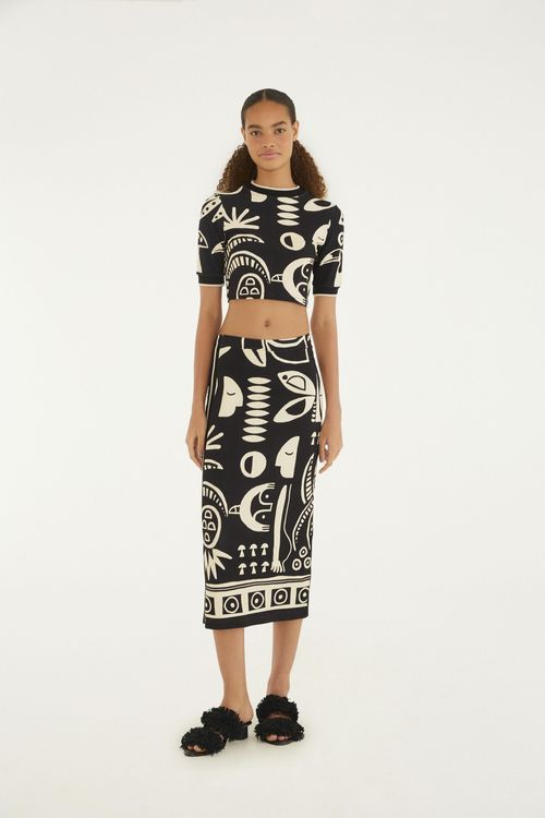 Falda Midi Lenco Tropicano