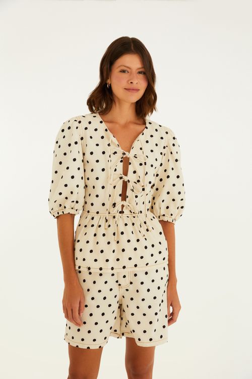 Short Baloné En Sarga Con Lunares
