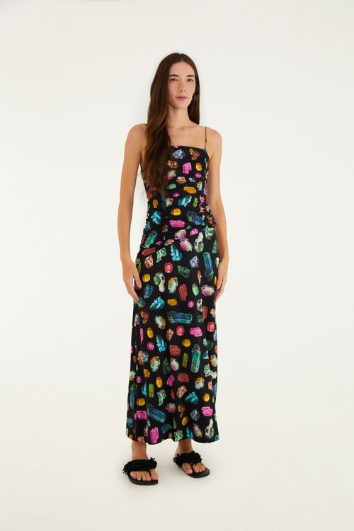Vestido Cropped Pedras Preciosas