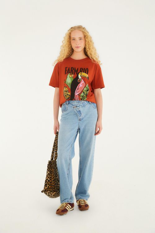 Calça Jeans Reta Cós Transpassado