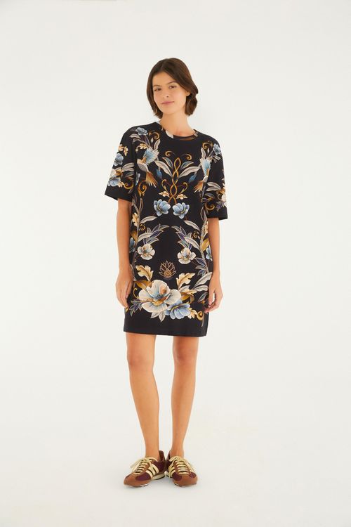 Vestido Camiseta Básico Jardín Real
