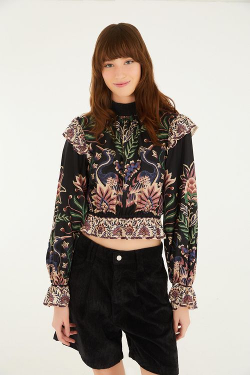 Blusa Manga Jardim Maravilhoso