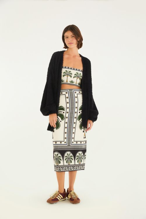 Falda Midi Recta Jardín Tropical