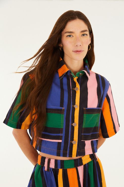 Camisa Sarja Cropped Listra Fantasia