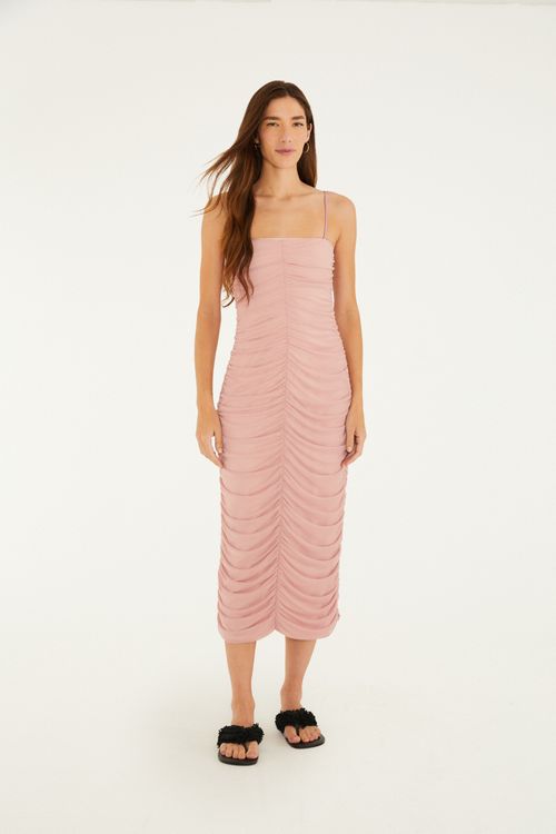 Vestido Midi Tule Rosa s