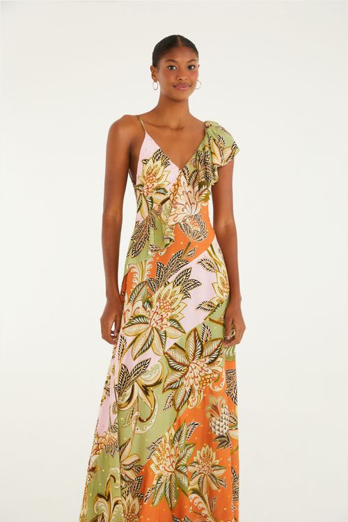 Vestido Babado Patch Floral Delhi