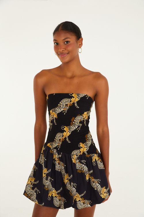 Vestido Balón Corto Zebra