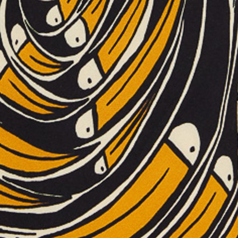 Close-up del diseño de tucanes estampado en el tejido.