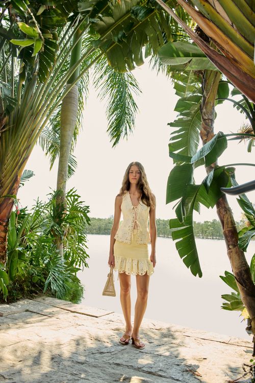 Falda Corta Artesanal Bosque Chic