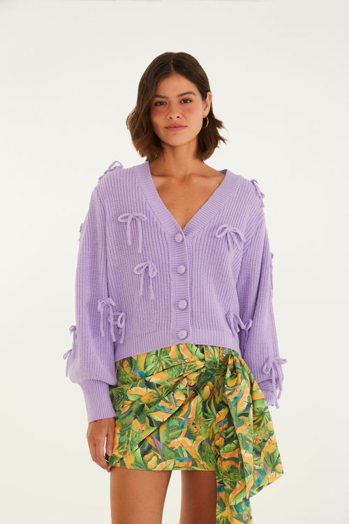 Cárdigan De Tricot Con Lazos