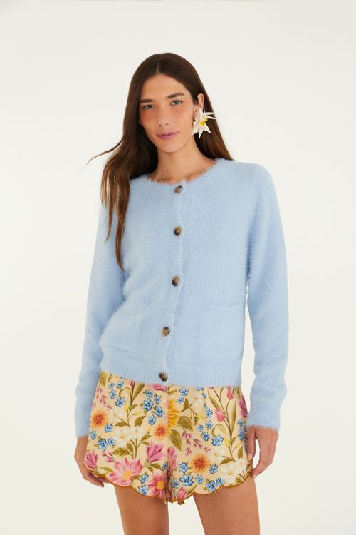 Cardigan Pelinho Curto Com Bolso