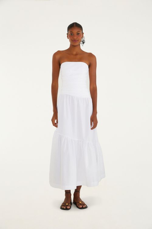 Vestido Sem Alca Franzido
