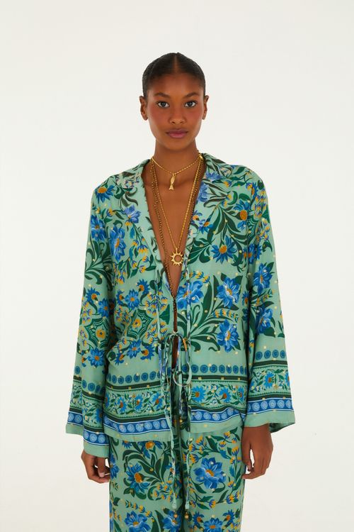 Blusa Amarración Azulejo Florido