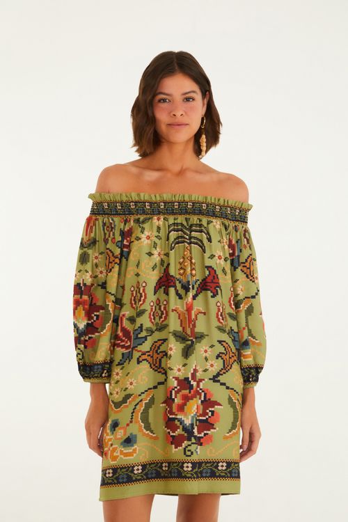 Vestido Curto Flor De Jardim