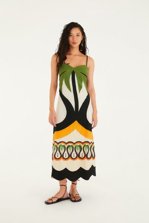Vestido Cutwork Floresta De Onda Imp