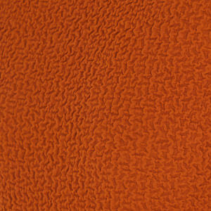 Detalle de la textura de la tela del vestido terracota.