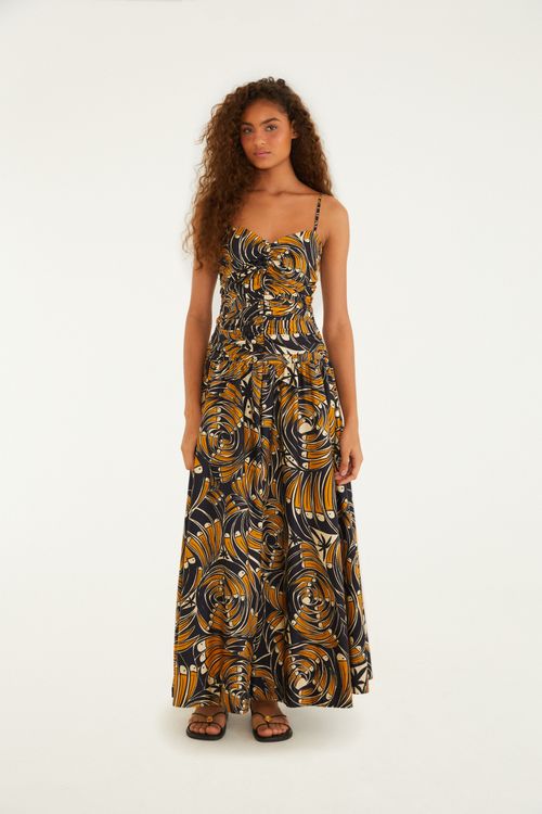 Vestido Longo Leque De Tucano