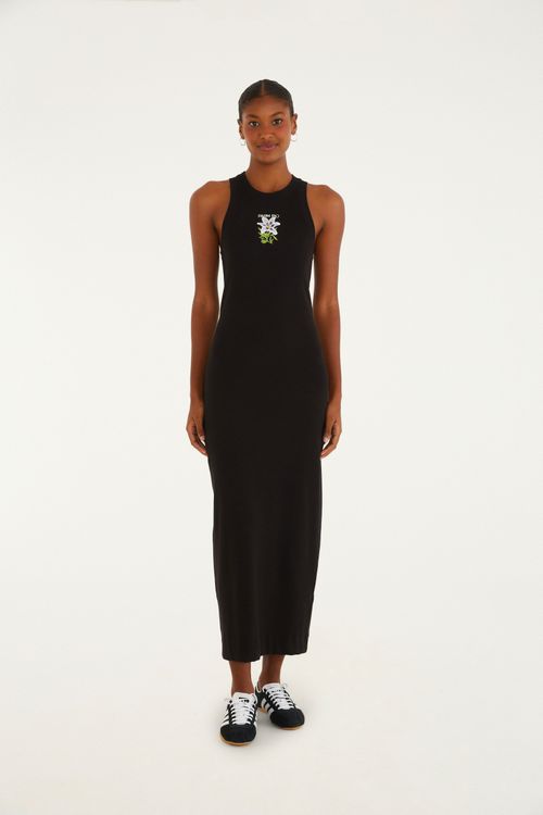 Vestido Rib Midi Negro