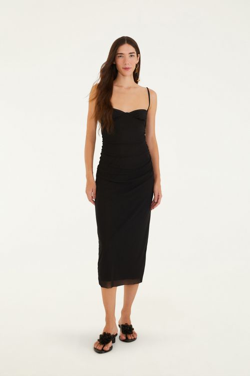 Vestido Franzido Tule